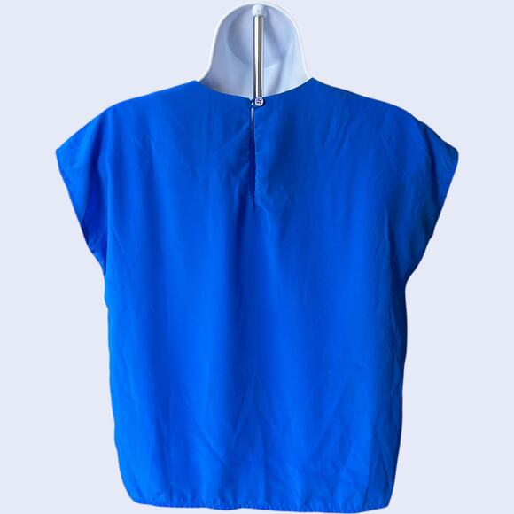 Jordan Petite Vintage Blouse - Blue Minimalist Raglan Shoulder 1980s - Picture 2 of 4